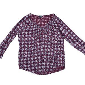 LUCKY BRAND Women's Los Angeles LARGE Dandelion Blouse Top Shirt Long Sleeve‌‌